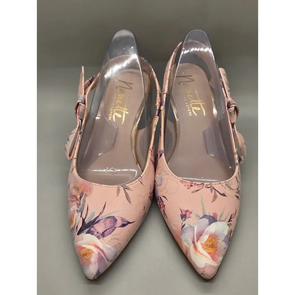 Nanette Lepore Rhona slingback kitten heels in a pink floral Size 6M